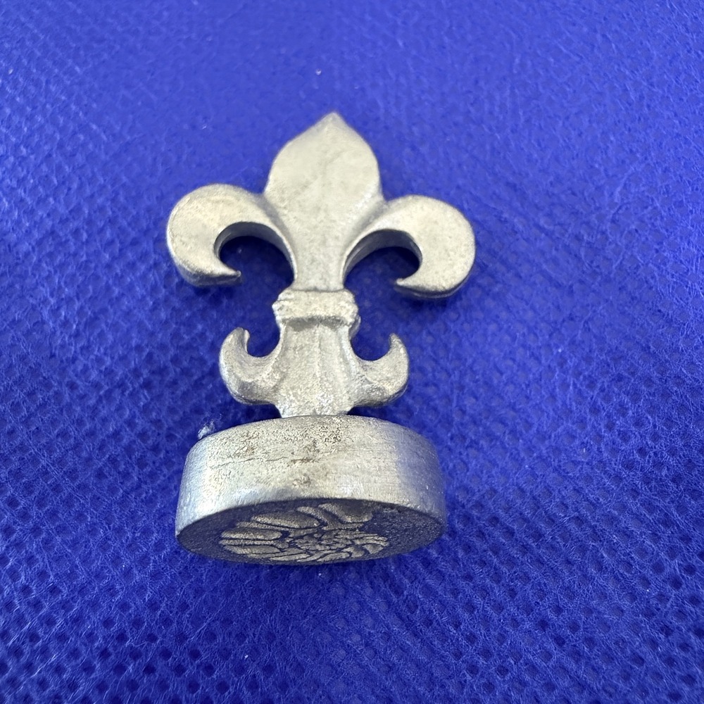 Metal Fleur De Lis Block Stamp Spiral Shell Design Silver Tone Craft Art Tool